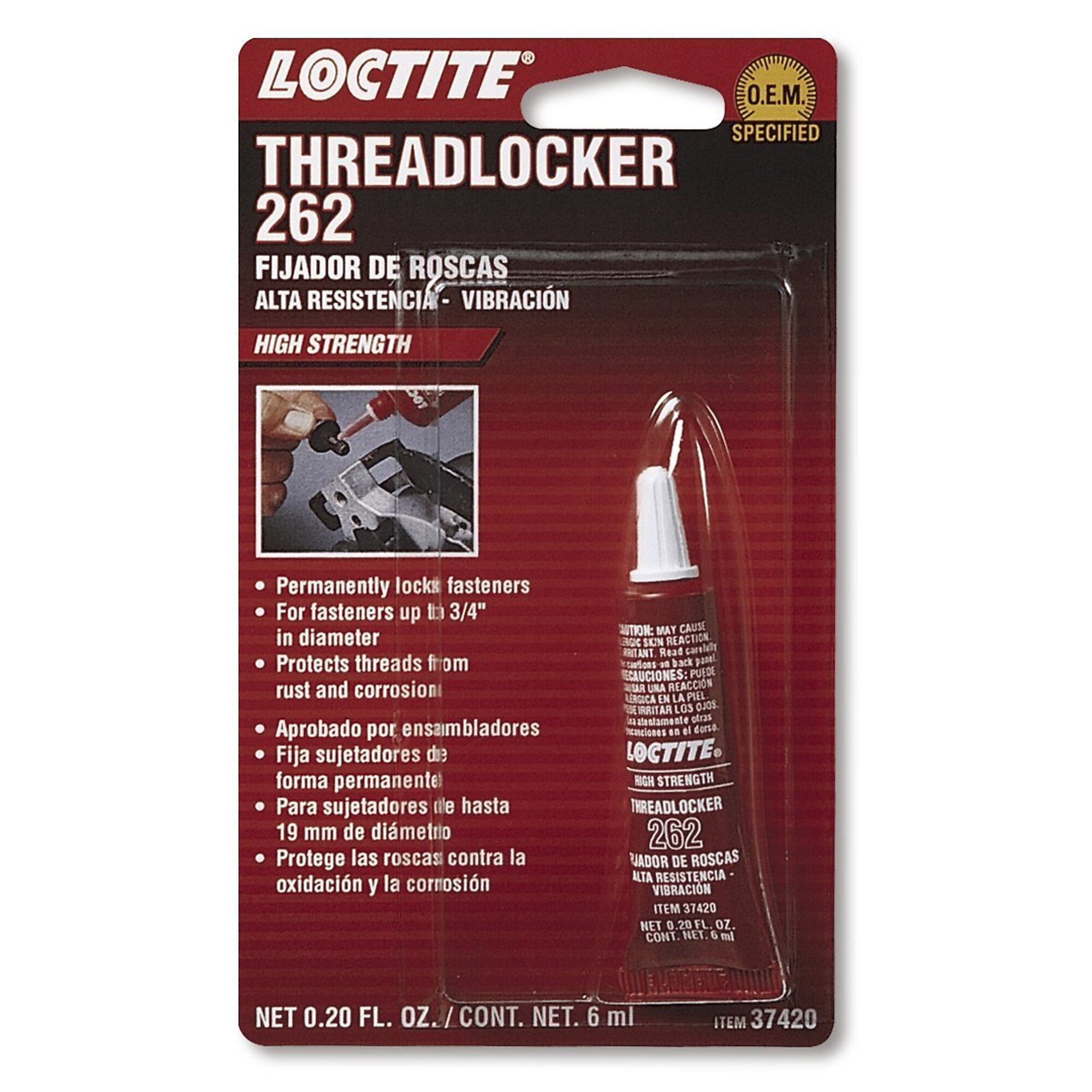 Loctite 262 Red Threadlocker High Strength 6ml Bottle, 12PK